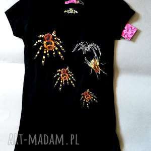 handmade bluzki t-shirt z pająkami nadruk autorski S