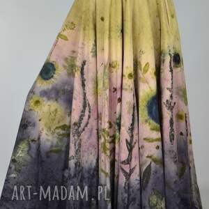 Barwiona roślinami Dzika Łąka o Zachodzie 4, maxi spódnica