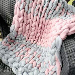 kocyk z wełny czesankowej 100 merynos koc merynosów gruby ciepły koc