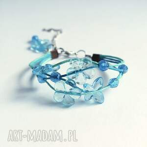 handmade bransoletka - niebieskie motyle - sznureczki