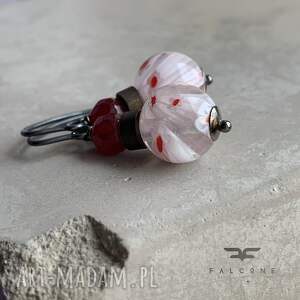 White em, szkło millefiori, kolczyki - mosiądzem