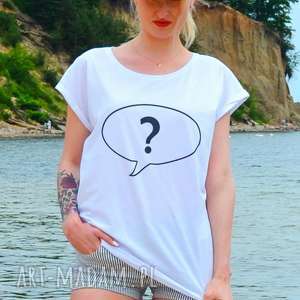 ręczne wykonanie koszulki question oversize t-shirt