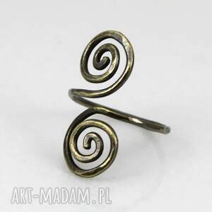 wężowy - rozm s mosiężny pierścionek 2510 15 ooak, biżuteria słowiańska