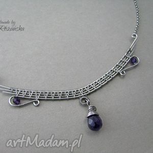 handmade naszyjniki kolia, naszyjnik, ametyst, wire wrapping, stal chirurgiczna