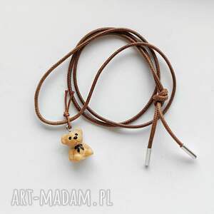 miś wisiorek srebro, sznurek