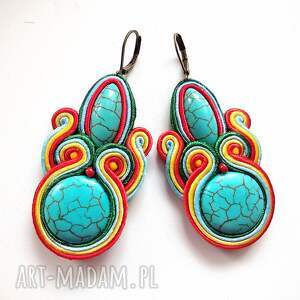 kolczyki sutaszowe haftowane tęczowe