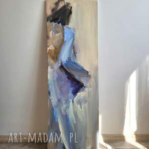 blue dress - 130x40 obraz kobiecy, duży obraz płotnie kobiece obrazy