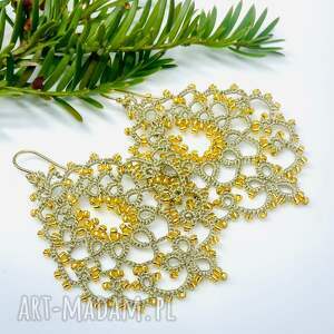 pomysł na upominki na święta Kolczyki koronka frywolitka 096