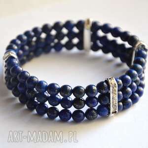 bracelet by sis cyrkoniowe przekładki w kamieniach lapis lazuli, niebieski