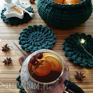 Prezent SZNURKOWY KOMPLET, podkładki na stół, koszyk na owoce