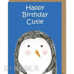 kartka urodzinowa pingwin, birthday