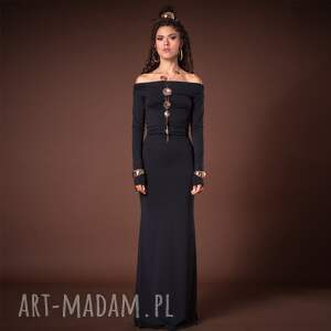 Czarna suknia efektowna, elegancka, oryginalna, maxi