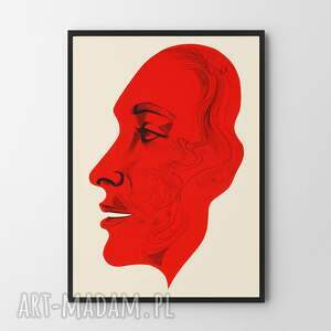 plakat twarz czerwono - biały format 30x40 cm do salonu