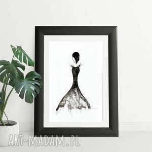 akt kobieta, grafika 30x40 cm wykonana ręcznie, abstrakcja, elegancki minimalizm