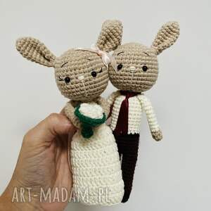 splotomaniaa młoda para króliczki ręcznie robione prezent ślubny maskotki ślubne