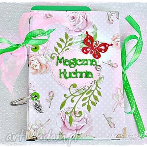 handmade scrapbooking albumy magiczna kuchnia - przrepiśnik w róże