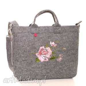 ręcznie zrobione torebki wiosenna róża - torba z filcu