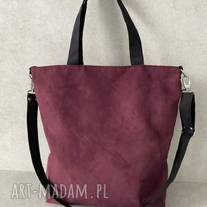 Torba hobo XXL - burgund, czerń, na ramię, wegańska