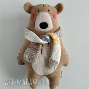 miś z szalikiem włóczki - leśna przytulanka, bear, prezent, pluszak