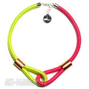 handmade naszyjniki multicolor /pink & neon green/