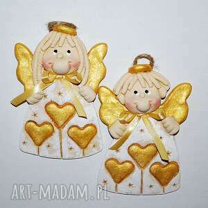 handmade pomysł na upominki na święta serducha - aniołki z masy