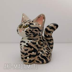 Figurka Szary KOT Bengalski Ręcznie malowana mała dekoracyjna