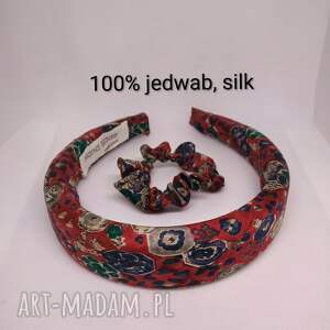 Jedwabny komplet, opaska puffy plus mini gumeczka schrunchie