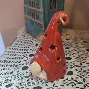 krasnal ceramiczny lampion prezent, mikołaj