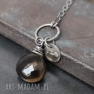 Prezent Wisiorek z kwarcem dymnym, srebro oksydowane, kwarc dymny