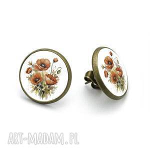 Prezent Kolczyki sztyfty Bukiet Maków maki vintage kwiatowe