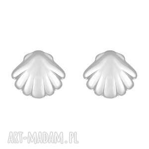 Srebrne kolczyki muszelki, sztyfty, muszle