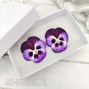 kolczyki - sztyfty z polimerowej gliny, małe artystyczny, kwiatowe
