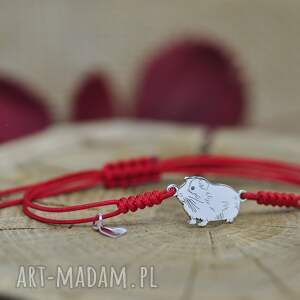 świnka morska - bransoletka, srebro 925, gryzonie, zwierzątko szczęście