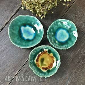 handmade ceramika ceramiczne spodeczki "zielony staw", rzemiosło, polskie