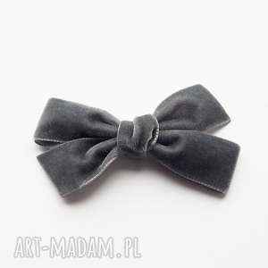 spinka do włosów kokarda velvet bow szary, ozdoba aksamitka