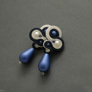 granatowo - białe klipsy sutasz - SiSu biżuteria