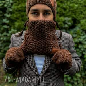 męski mały komin merino brąz