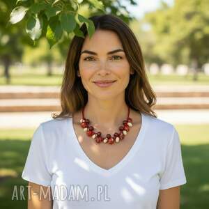 naszyjnik feboo red vanilla naszyjnik z ceramiką, ceramika na rzemieniach