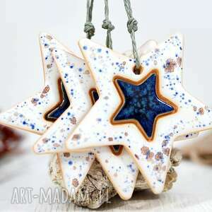 3 ceramiczne gwiazdki choinkowe - niebo, ozdoby na choinkę, dekoracje