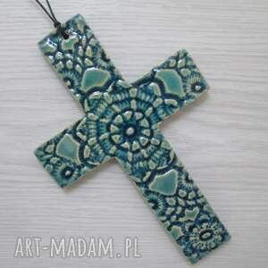 handmade dekoracje krzyżyk ceramiczny dla pani marii