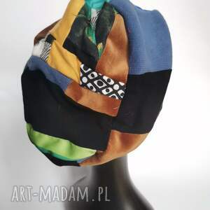 czapka uniwersalna na podszewce, box t1, folk, patchwork etno, boho, kolorowa