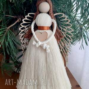 prezenty święta W KREMOWEJ SUKIENCE, aniołek ze sznurka