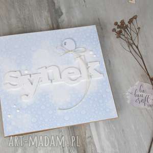 ręcznie zrobione scrapbooking kartki narodziny dziecka - synek