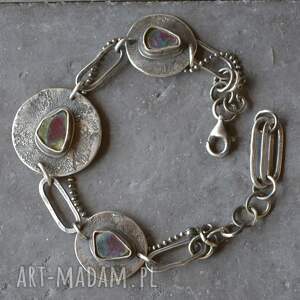 handmade srebrna bransoletka, rubin z zoisytem