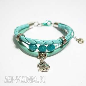bransoletka - imbryk rzemienie, turkusowa niej dziewczynki, prezent