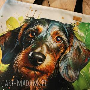 torba jamnik ramię, zakupy pies