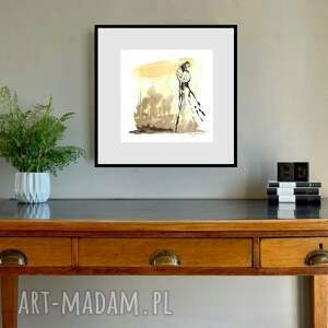 ona i on grafika 21cm x, para, akwarela, tusz, kobieta, obrazy do salonu