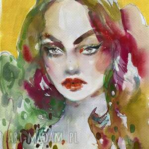 mango muse, akwarela na papierze, obraz akwarelowy, twarz kobiety, portret