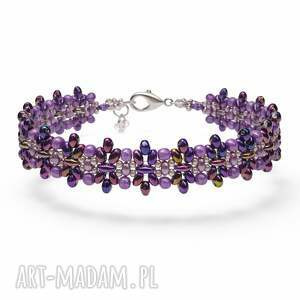 bransoletka beaded choker fioletowa symfonia - rękodzieło z koralików, kolorowe