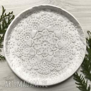 ceramika koronkowy talerzyk w bieli prezenty świąteczne prezent